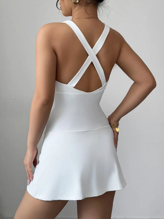Crisscross V-Neck Romper Dress - Tigbul's Variety Fashion Shop