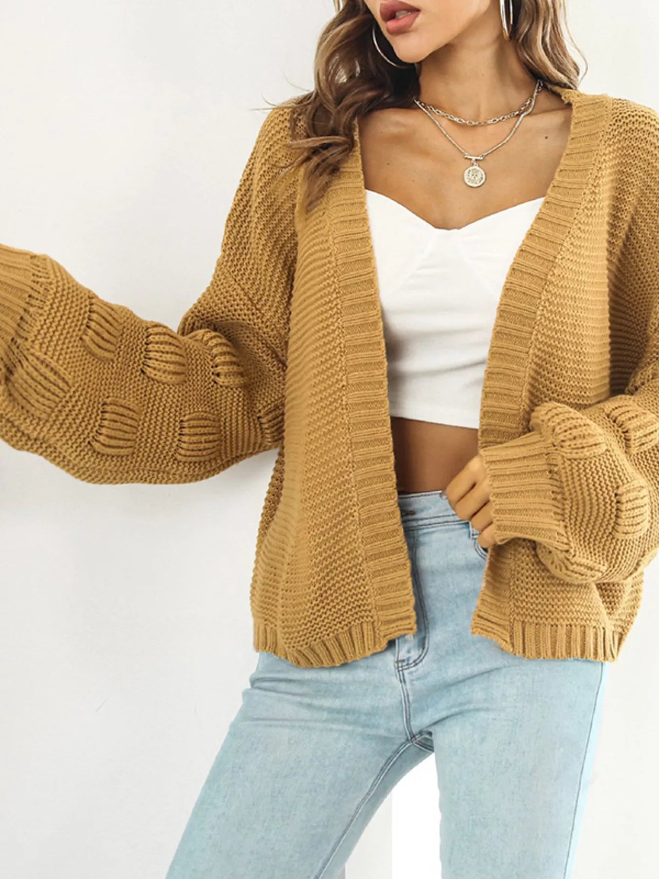 Chunky Knit Open Front Cardigan - Tigbul's Variety Fashion Shop