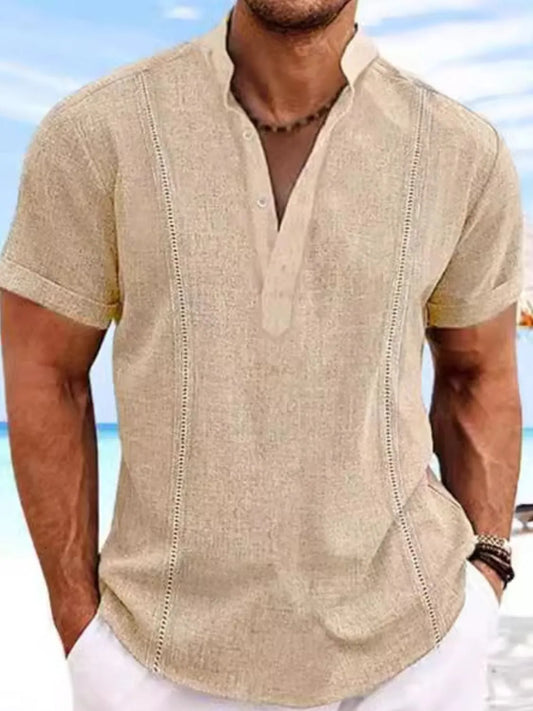 Men's Full Size Button Detail Short Sleeve Shirt Plus Size - Tigbul's Variety Fashion Shop