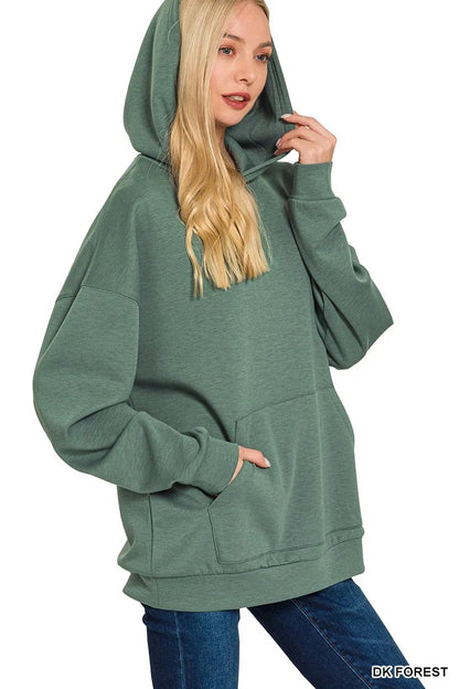 Zenana Oversized Scuba Hoodie with Kangaroo Pocket - Tigbul's Variety Fashion Shop