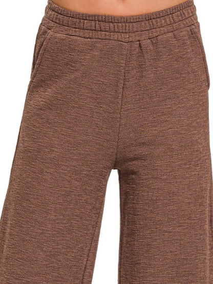 Zenana Cotton Slub Wide Leg Pants - Tigbul's Variety Fashion Shop
