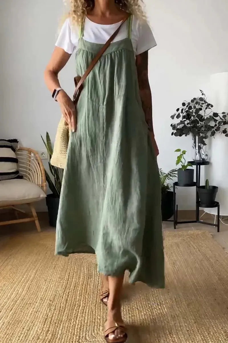 Ruched Cami Maxi Dress with Pockets Size Small - 5XL Plus - Tigbul's Variety Fashion Shop