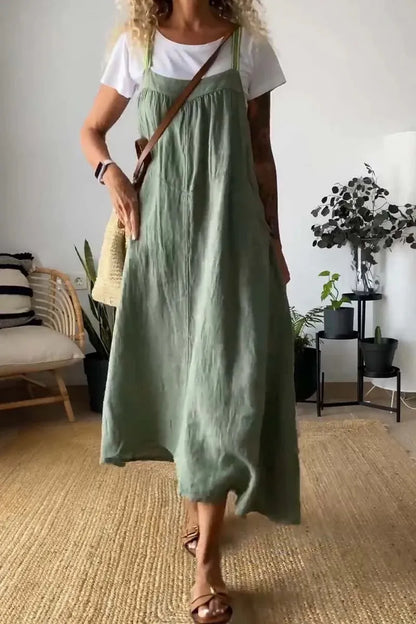 Ruched Cami Maxi Dress with Pockets Size Small - 5XL Plus - Tigbul's Variety Fashion Shop