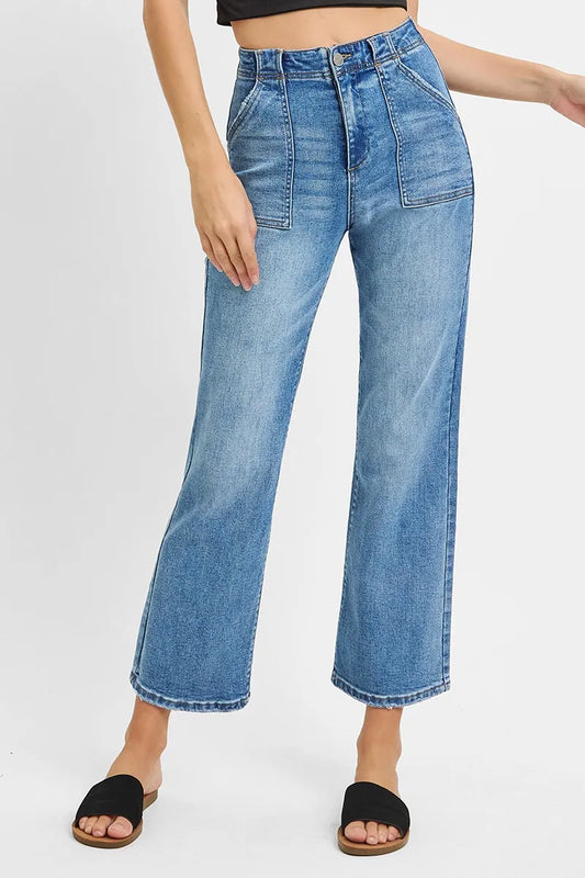 RISEN Full Size High Waisted Bootcut Cropped Jeans Plus Size - Tigbul's Variety Fashion Shop