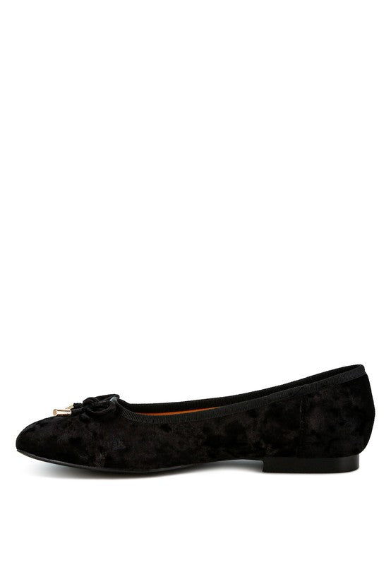 Buckrose Velvet Bow Ballerinas - Tigbul's Variety Fashion Shop