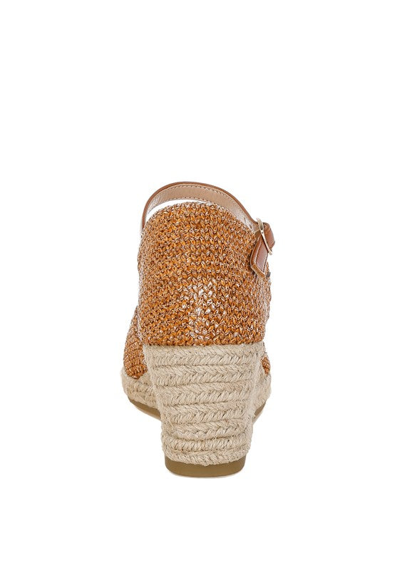 Kalista Raffia Woven Wedge Sandals - Tigbul's Variety Fashion Shop