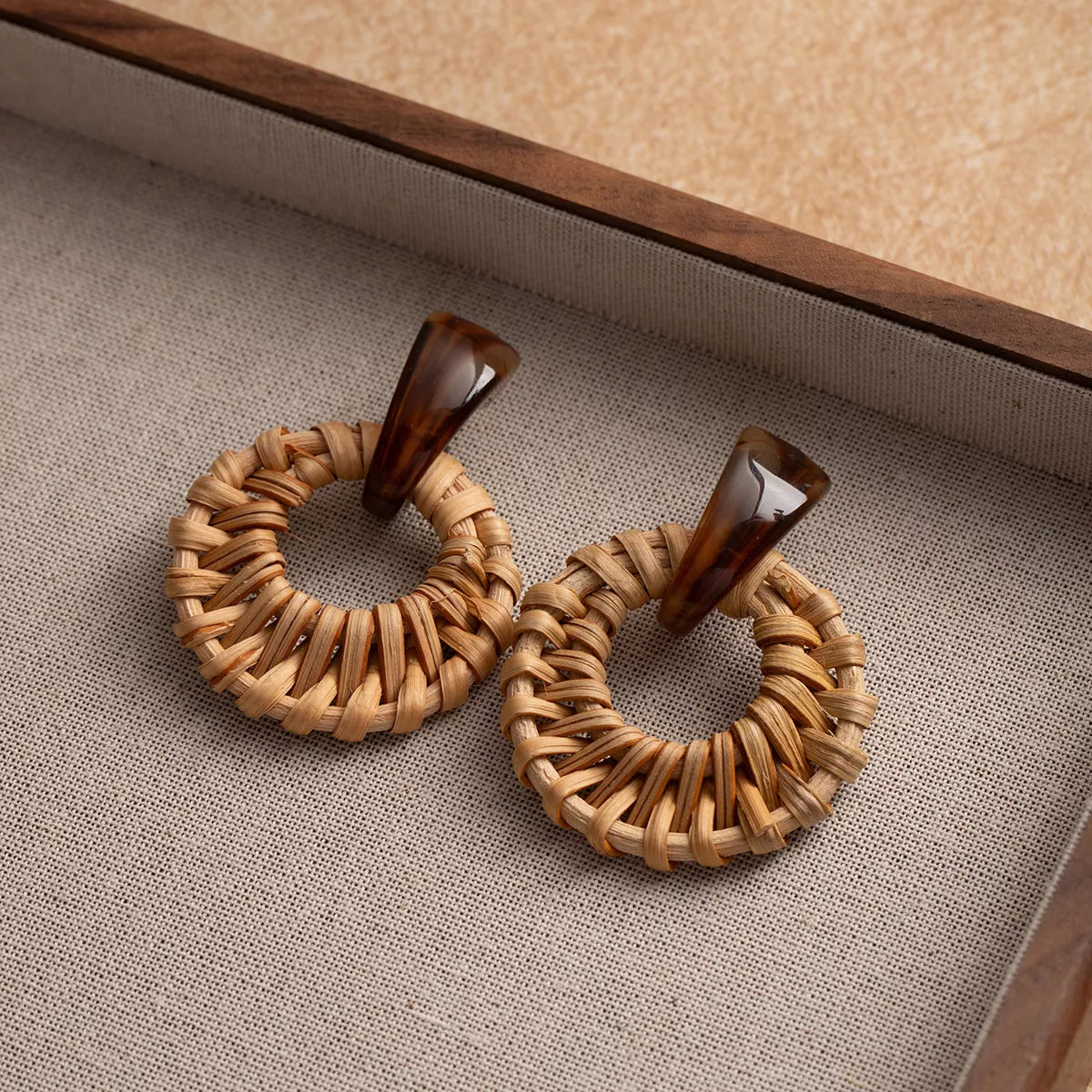 Bohemian Rattan Woven Hoop Earrings - Tigbul's Variety Fashion Shop