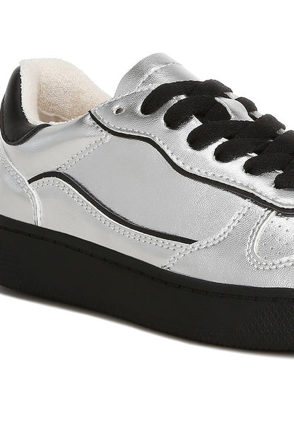 Kyniska Metallic Faux Leather Everyday Sneakers - Tigbul's Variety Fashion Shop