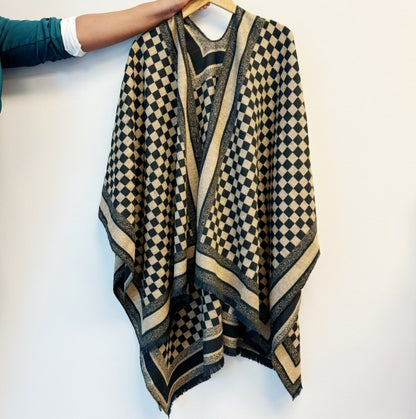 Checker Chic Ruana Scarves Shawls - Tigbul's Variety Fashion Shop