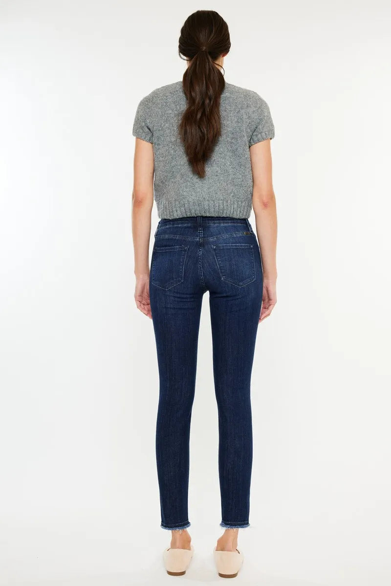 Kancan High-Rise Slim Fit Raw Hem Ankle Jeans - Tigbul's Variety Fashion Shop