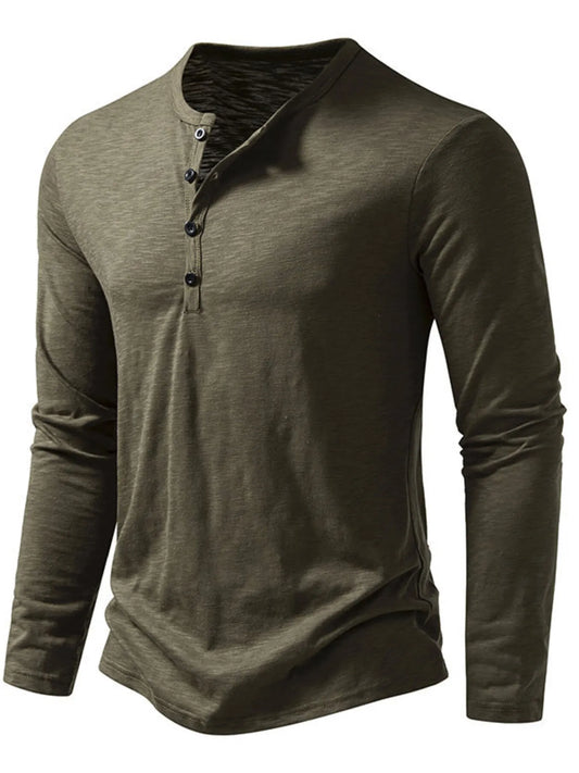 Men's Button Detail Long Sleeve T-Shirt - Tigbul's Variety Fashion Shop