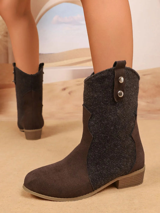 Mid-Calf Western Boots with Block Heels - Tigbul's Variety Fashion Shop