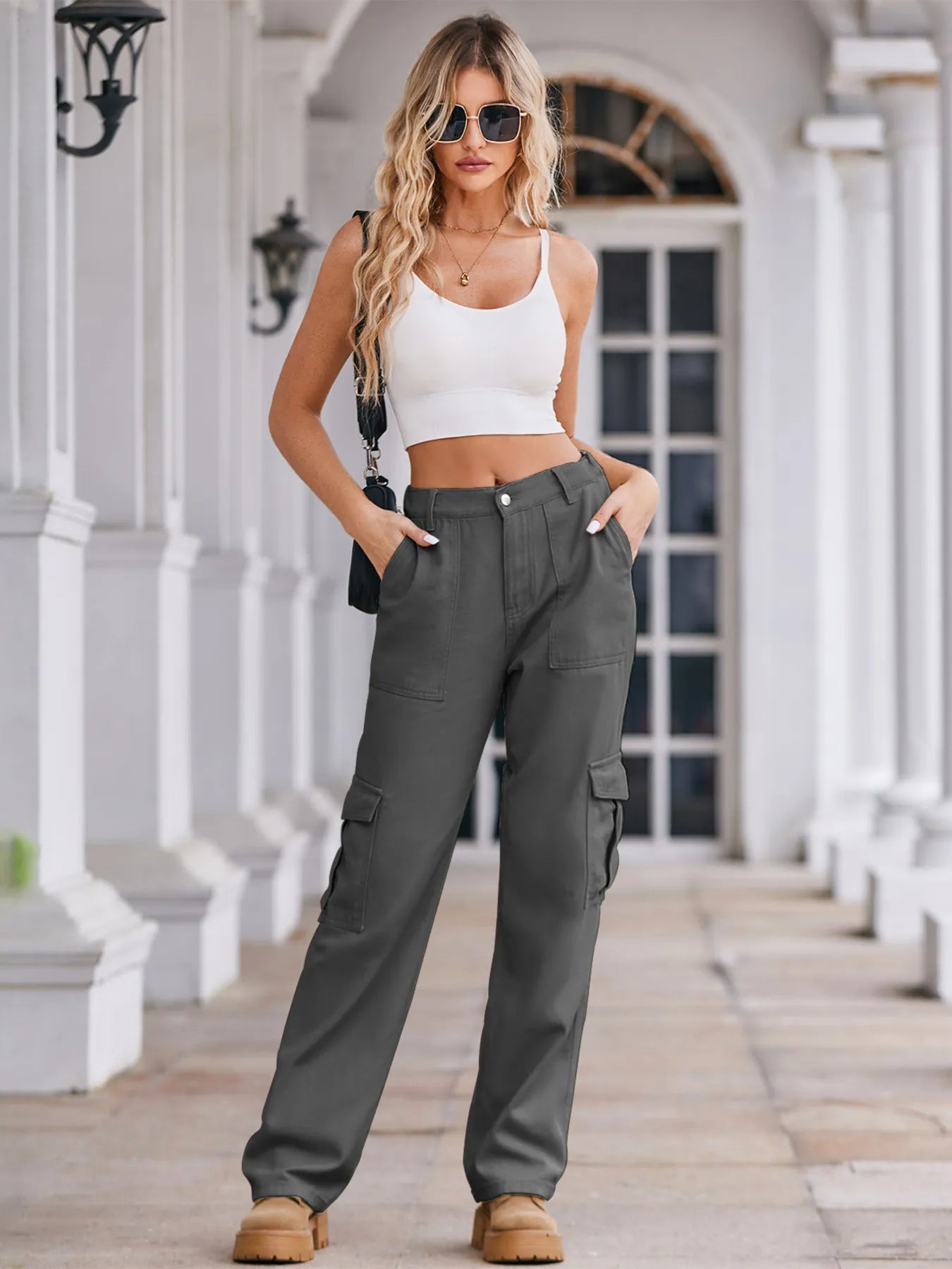 High-Waisted Cargo Jeans - Tigbul's Variety Fashion Shop