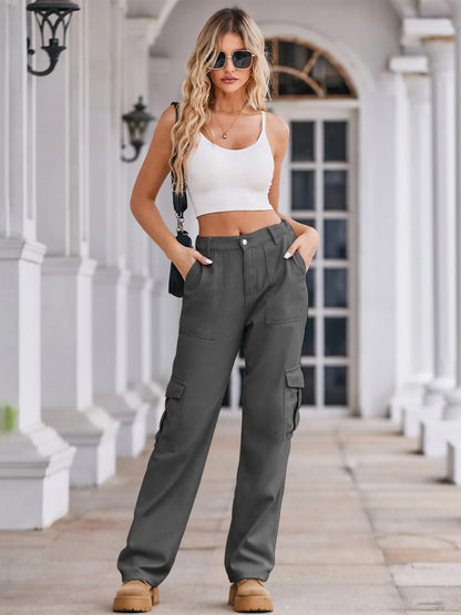 High-Waisted Cargo Jeans - Tigbul's Variety Fashion Shop