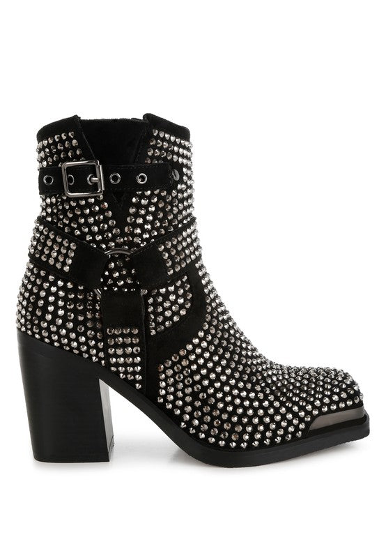 Babbon Studded Harness Detail Ankle Boots - Tigbul's Variety Fashion Shop