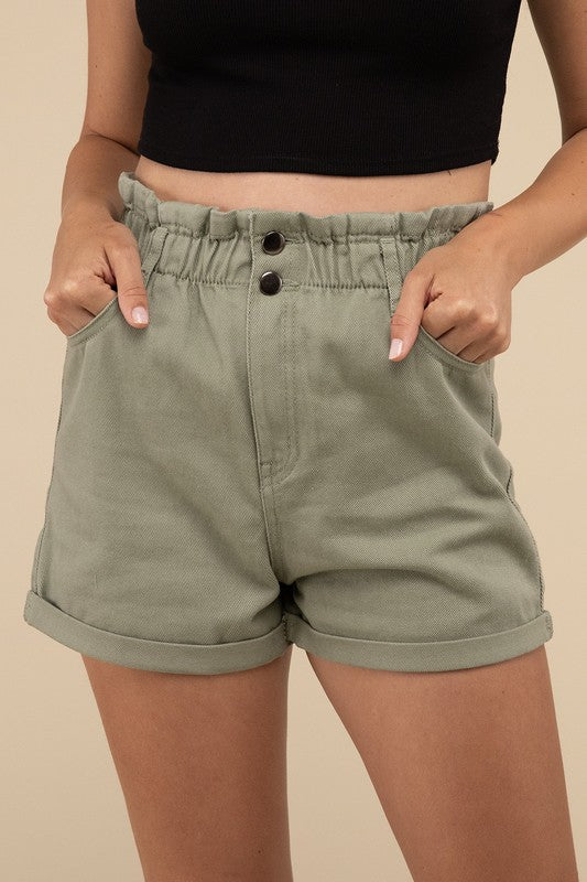 Double Buttoned Waistband Denim Shorts - Tigbul's Variety Fashion Shop