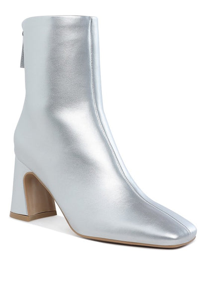 Simba Square Toe Metallic Ankle Boots - Tigbul's Variety Fashion Shop