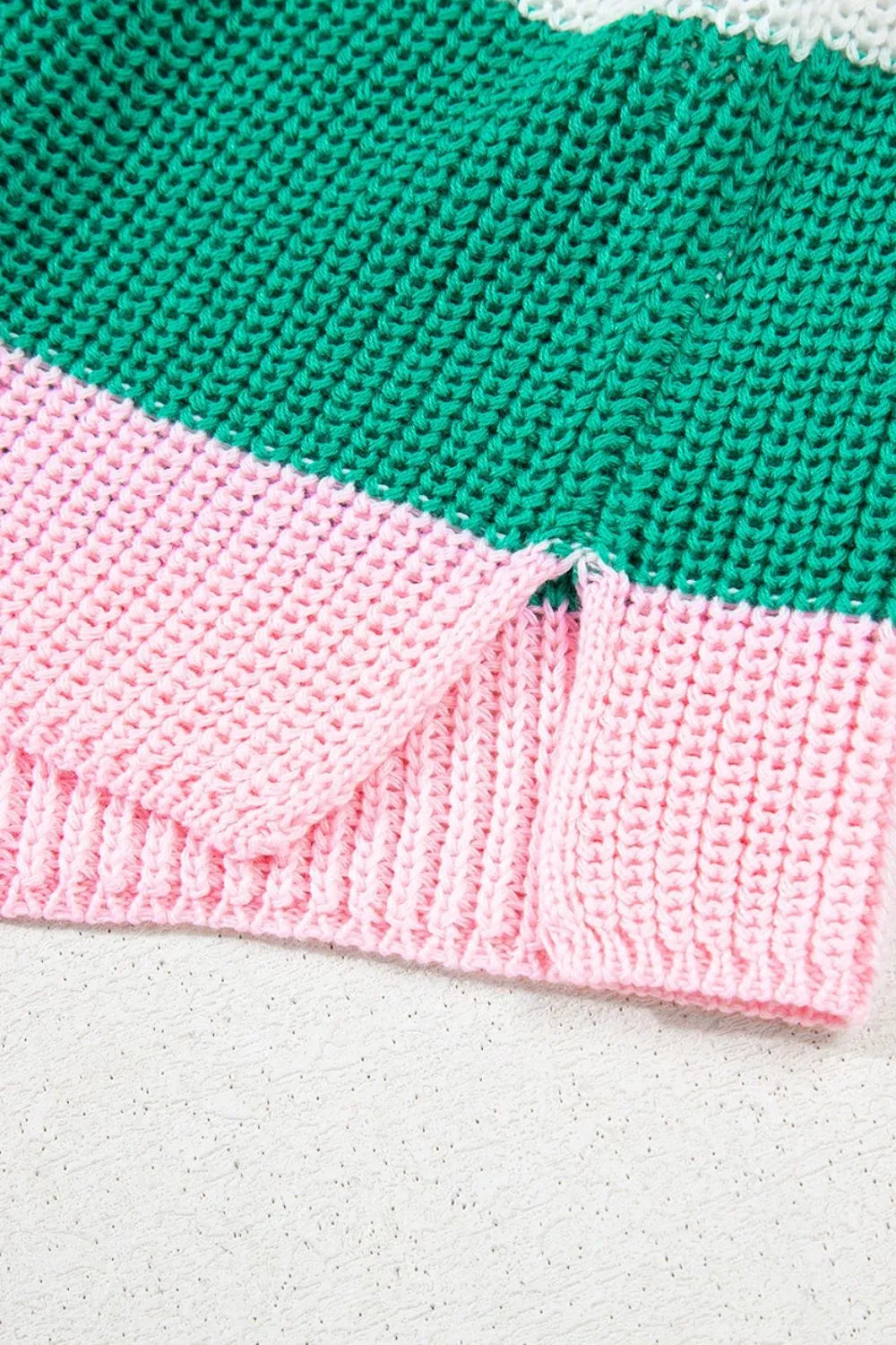 Color Block Notched Cap Sleeve Knit Top - Tigbul's Variety Fashion Shop