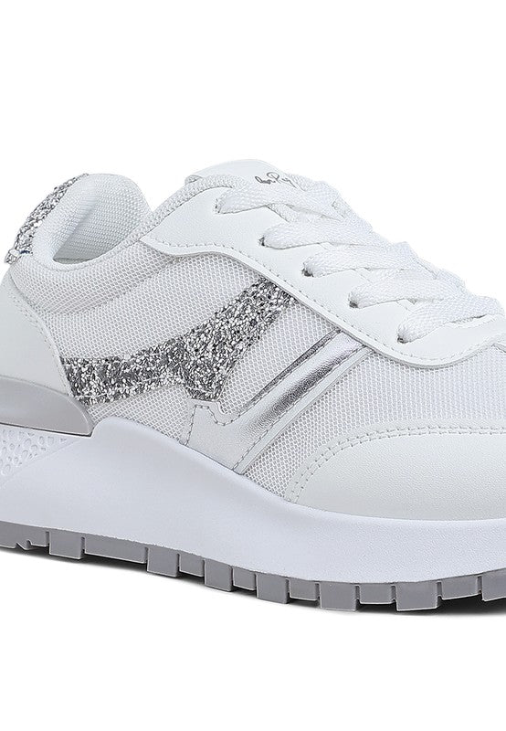 Tapers Glitter Detail Chunky Sneakers - Tigbul's Variety Fashion Shop