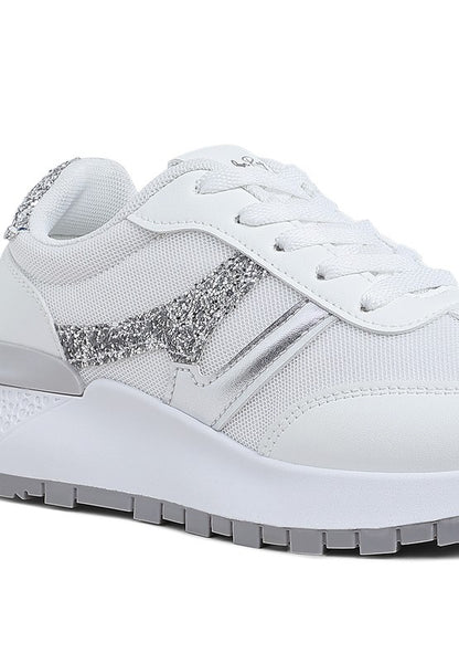 Tapers Glitter Detail Chunky Sneakers - Tigbul's Variety Fashion Shop