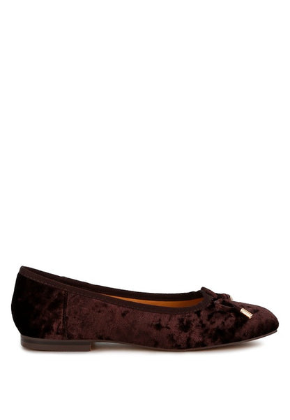 Buckrose Velvet Bow Ballerinas - Tigbul's Variety Fashion Shop