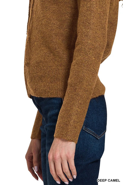Zenana Drawstring Zip Up Hooded Cardigan - Tigbul's Variety Fashion Shop