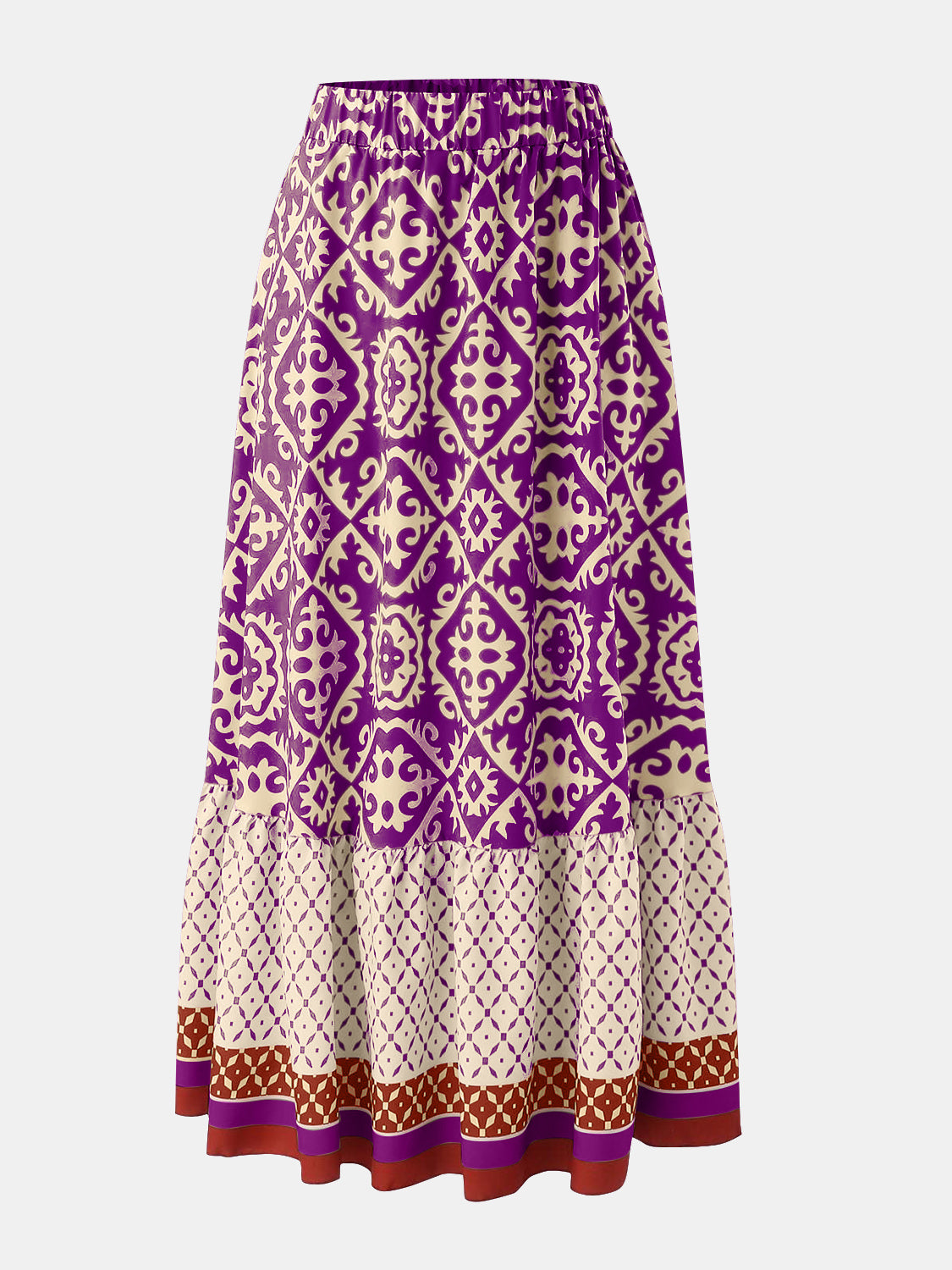 Geometric Elastic Waist Maxi Skirt - Tigbul's Variety Fashion Shop