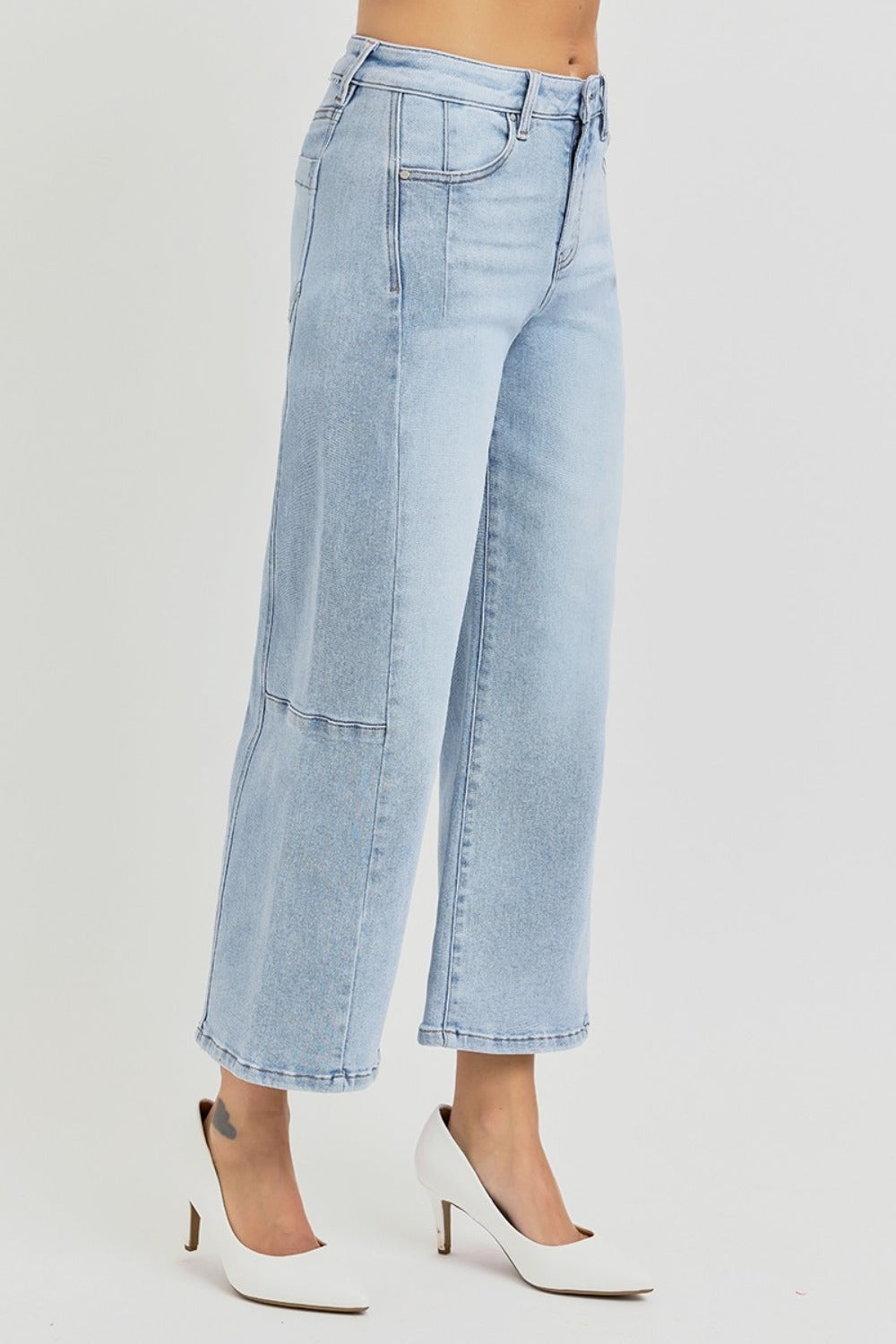 RISEN Full Size High Rise Seamed Detail Wide Leg Crop Jeans - Tigbul's Variety Fashion Shop