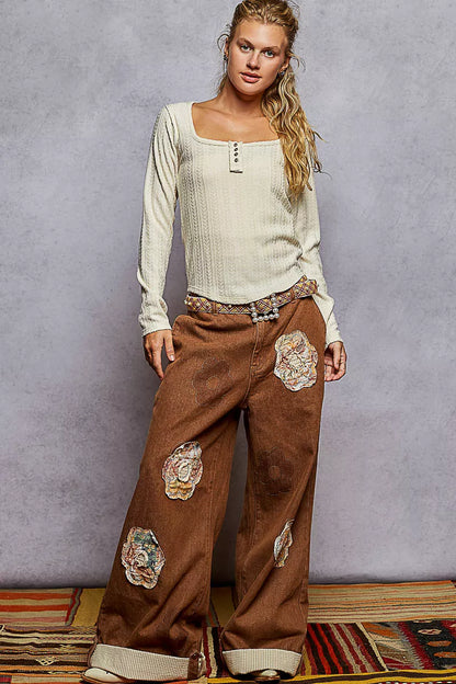 POL Square Neck Cropped Knit Top with Curved Hem - Tigbul's Variety Fashion Shop