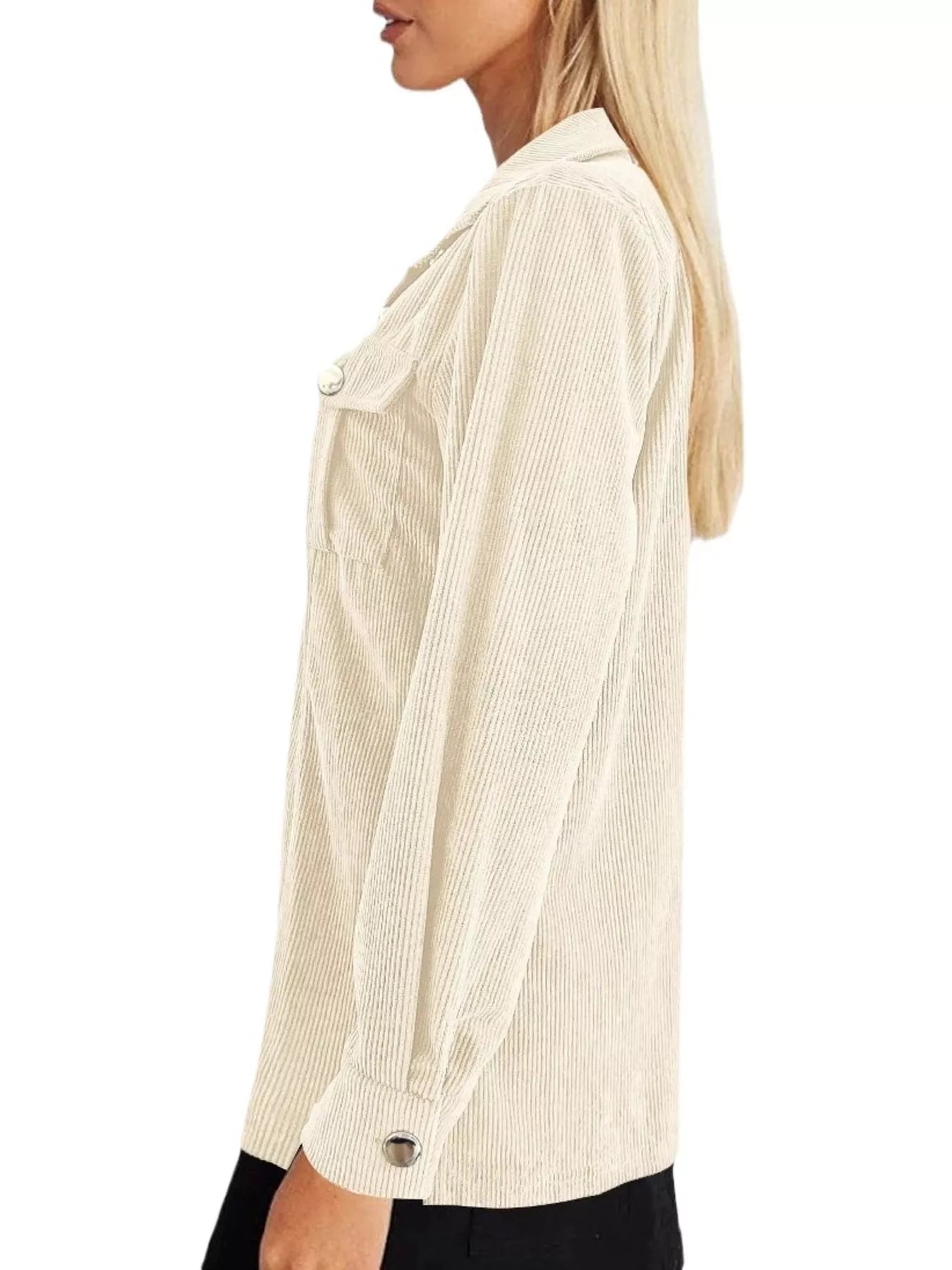 Corduroy Button-Down Jacket - Tigbul's Variety Fashion Shop