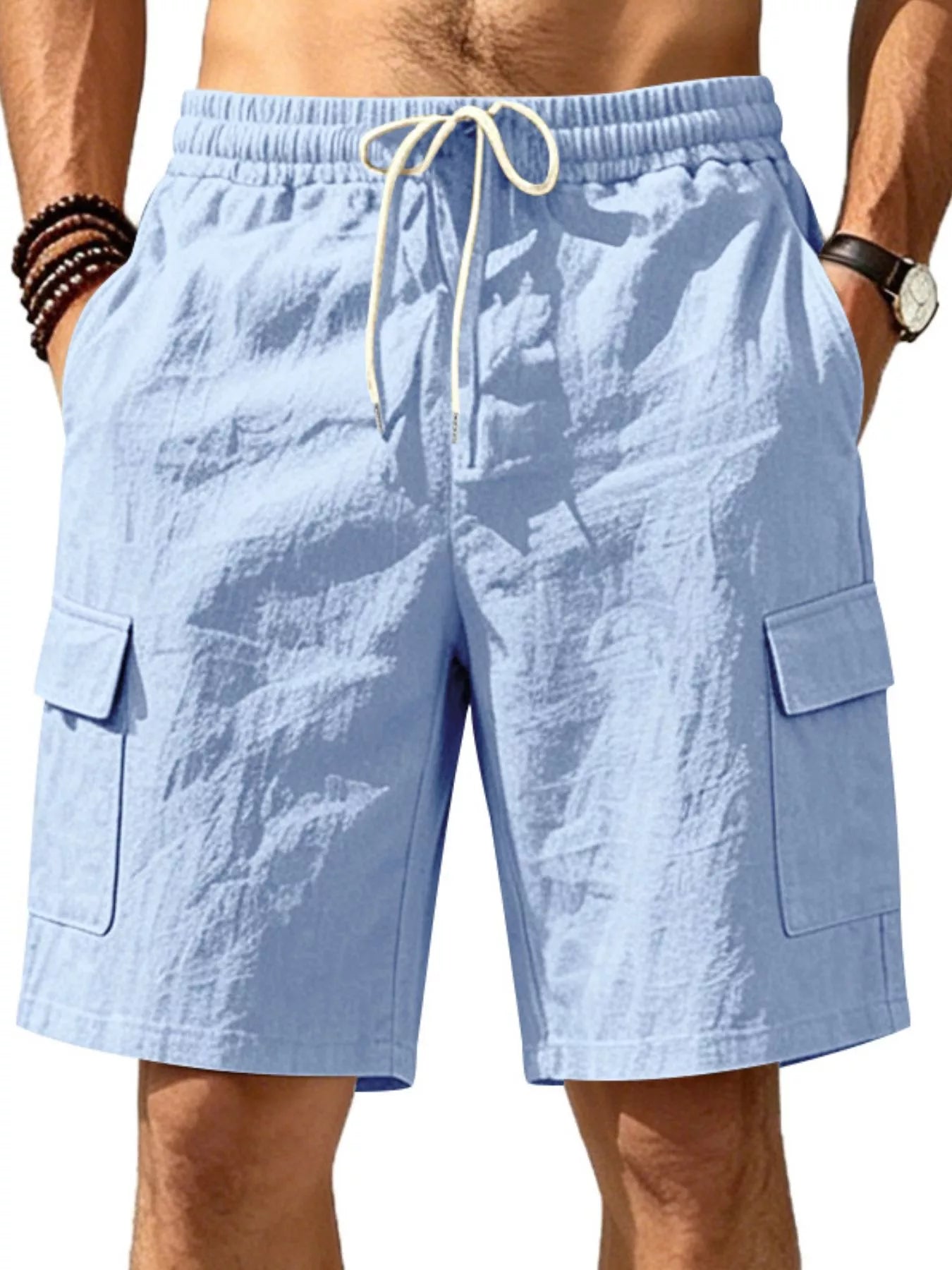 Men's Plus Size Casual Cargo Shorts with Drawstring Waist - Tigbul's Variety Fashion Shop