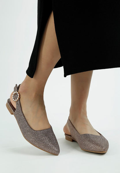 Giora Glitter Slingback Flat Sandals - Tigbul's Variety Fashion Shop