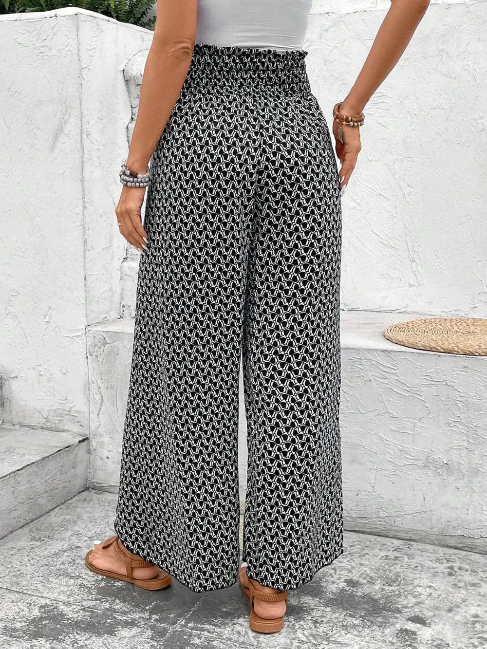 Tied Printed Wide Leg Pants - Tigbul's Variety Fashion Shop