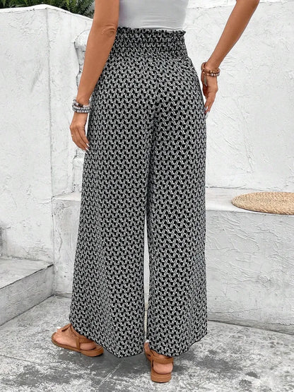 Tied Printed Wide Leg Pants - Tigbul's Variety Fashion Shop