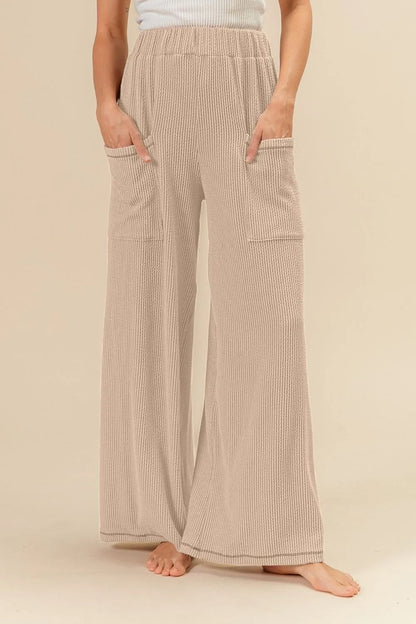 2tone Cord Rib Waist Band Side Pocket Pants - Tigbul's Variety Fashion Shop