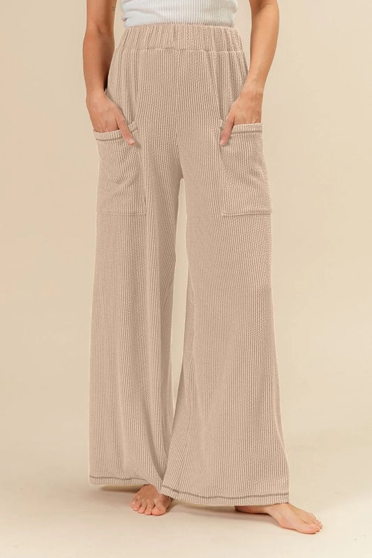 2tone Cord Rib Waist Band Side Pocket Pants - Tigbul's Variety Fashion Shop