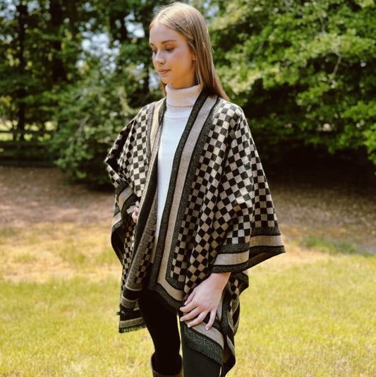Checker Chic Ruana Scarves Shawls - Tigbul's Variety Fashion Shop