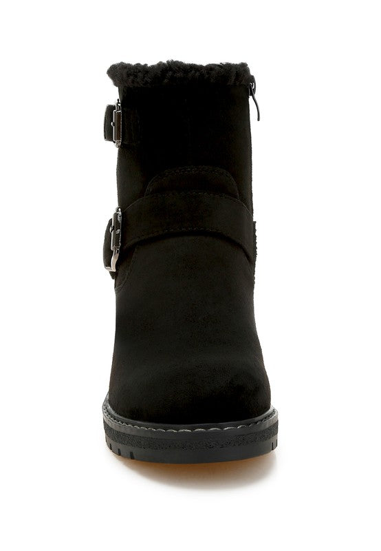 Big horn Faux Fur Harness Boots - Tigbul's Variety Fashion Shop