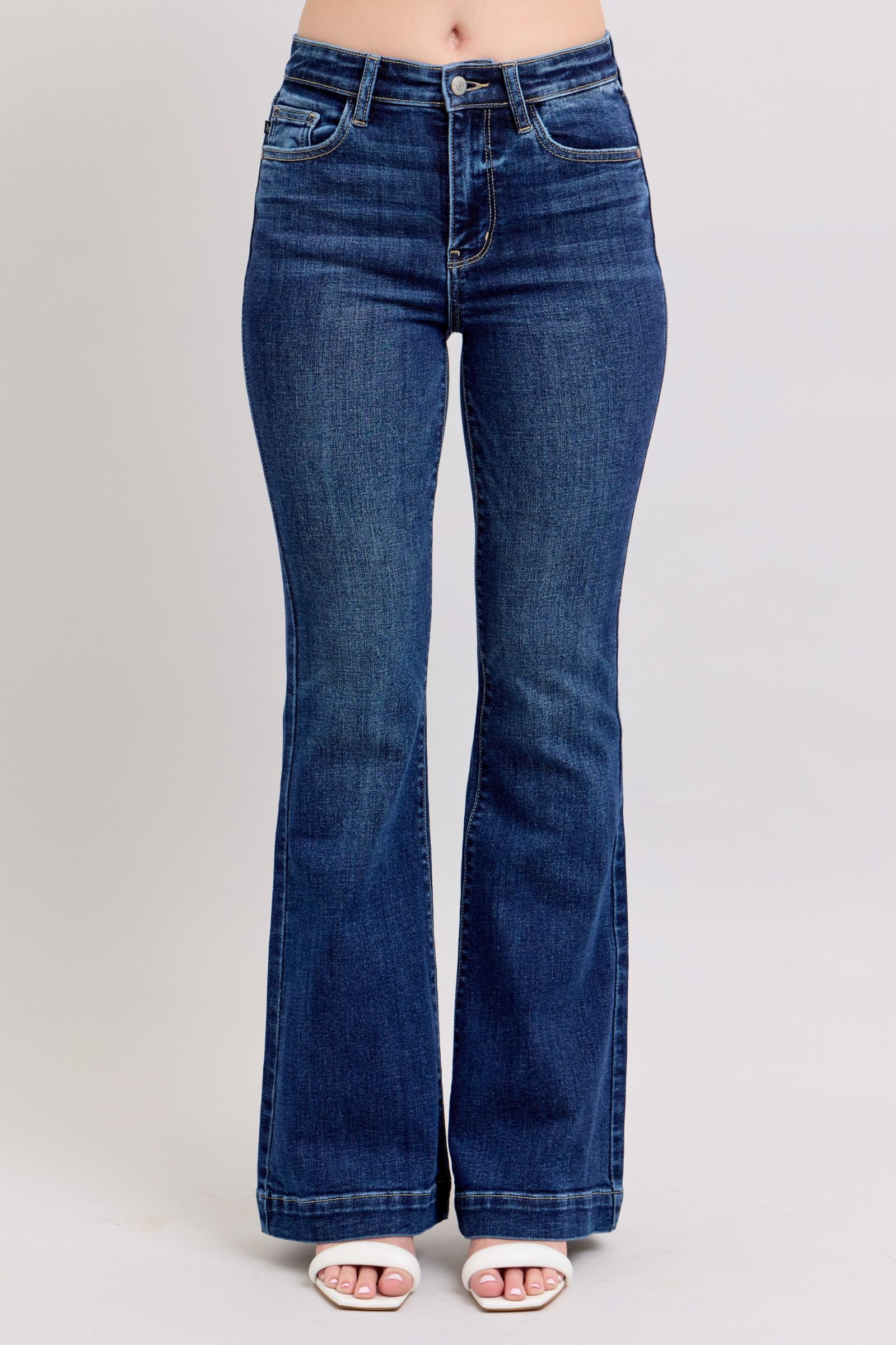 Judy Blue Full Size High Rise Flare Jeans with Pockets Plus Size - Tigbul's Variety Fashion Shop