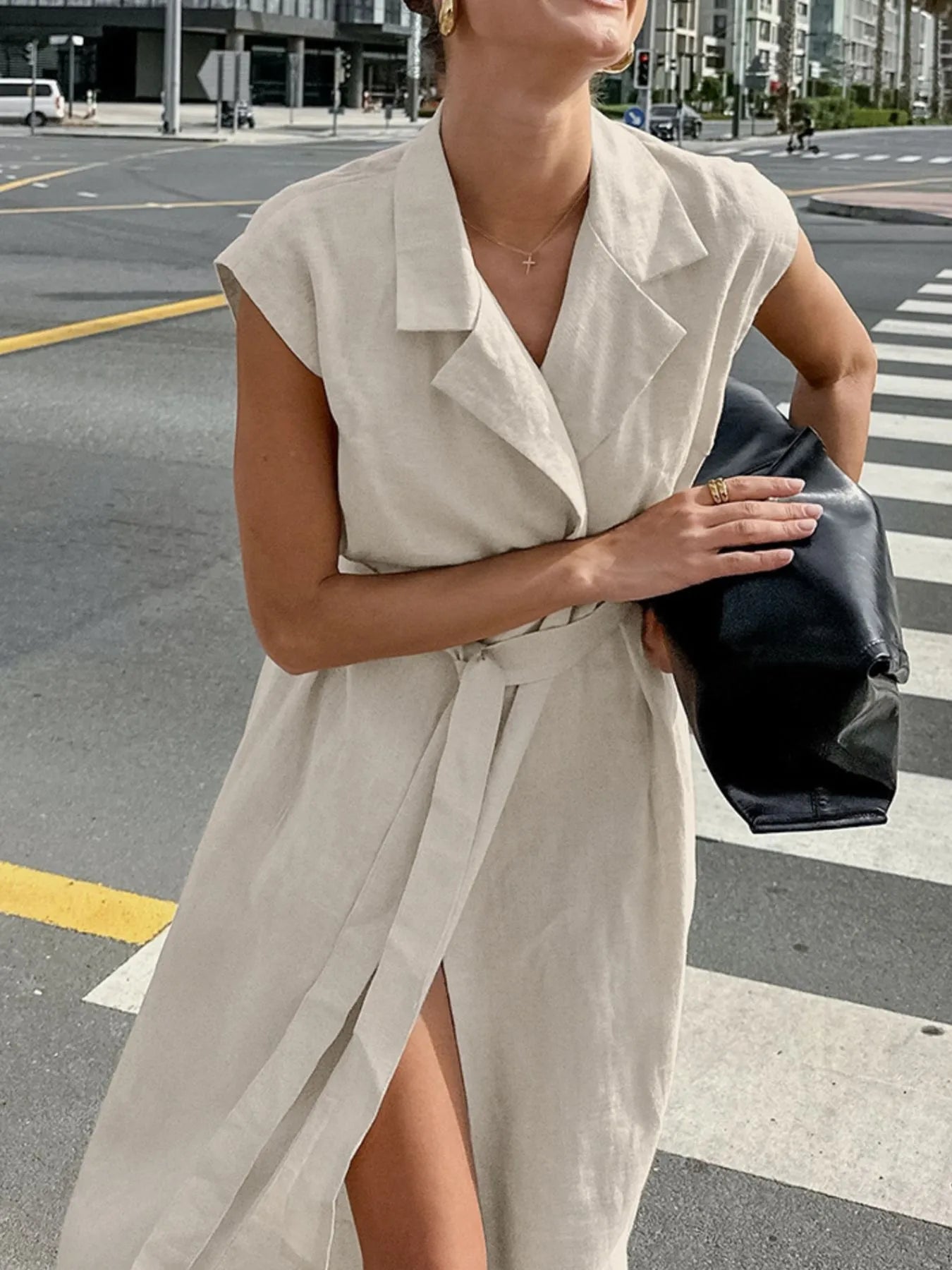 Tie Waist Cap Sleeve Maxi Dress - Tigbul's Variety Fashion Shop