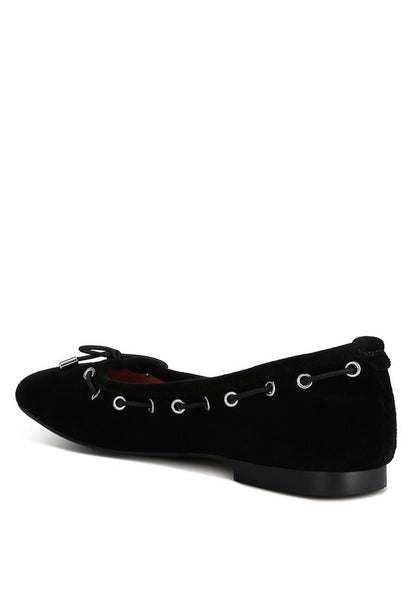 Sparrow Micro Suede Bow Ballerinas - Tigbul's Variety Fashion Shop