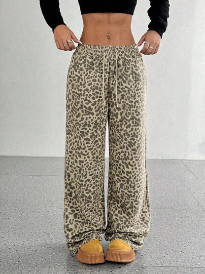 Full Size Leopard Print Wide Leg Pants Plus Size - Tigbul's Variety Fashion Shop