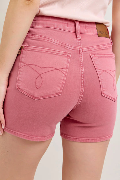 Judy Blue Pink Back Pkt Embroidery Shorts - Tigbul's Variety Fashion Shop