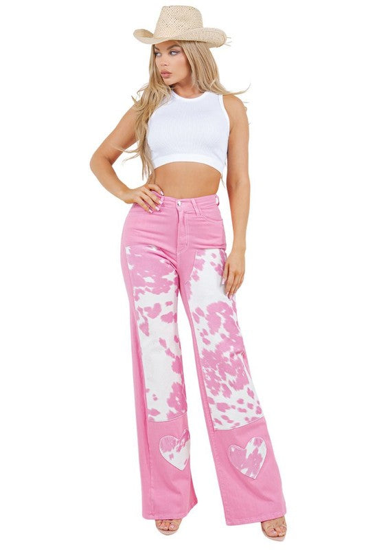 Rodeo Wide Leg Jean in Pink - Tigbul's Variety Fashion Shop