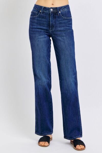 Judy Blue Full Size Tummy Control Straight Jeans Plus Size - Tigbul's Variety Fashion Shop