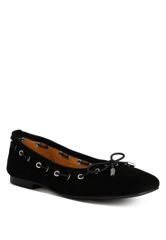 Sparrow Micro Suede Bow Ballerinas - Tigbul's Variety Fashion Shop