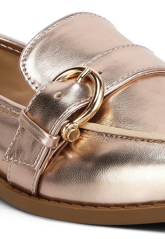 Haruka Metallic Faux Leather Loafers - Tigbuls Variety Fashion