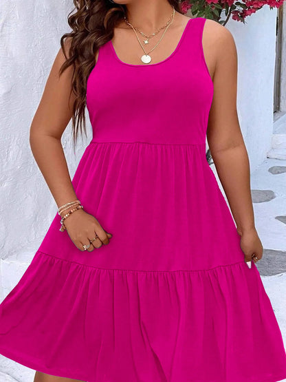 Plus Size Tiered Scoop Neck Tank Dress - Tigbul's Variety Fashion Shop
