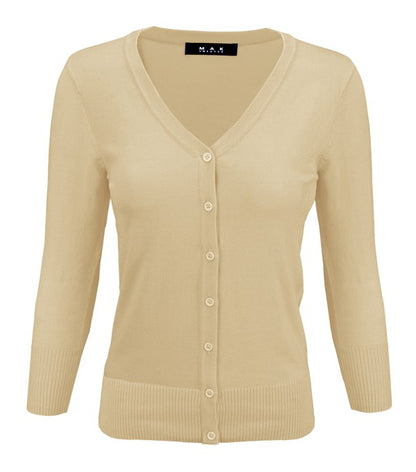 V-Neck Button Down Knit Cardigan Sweater - Tigbul's Variety Fashion Shop
