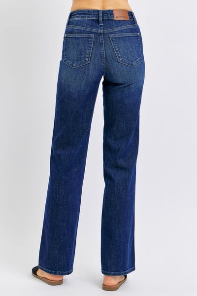 Judy Blue Full Size Tummy Control Straight Jeans Plus Size - Tigbul's Variety Fashion Shop